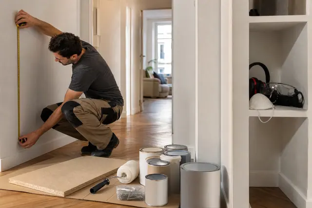 Matériel mesuré dans un petit appartement parisien avant des travaux