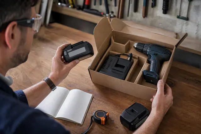 Comparaison d’une batterie 18 V et d’une perceuse sur établi