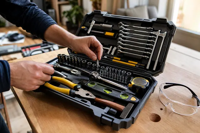 Mallette ouverte montrant les outils essentiels pour débuter les réparations domestiques