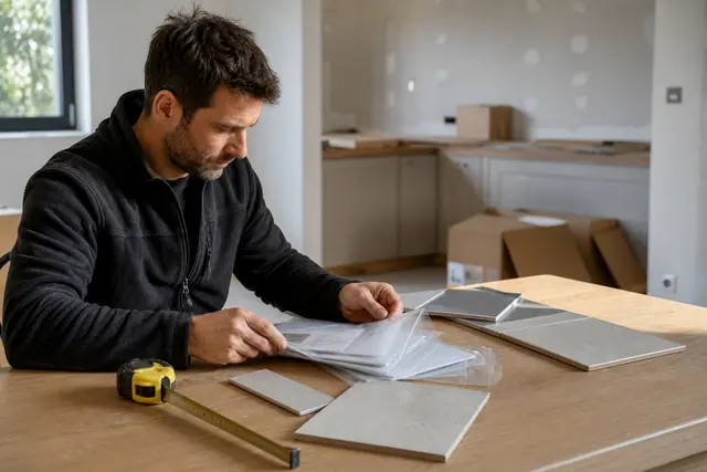 Particulier classant ses documents avant la fermeture d’un magasin de bricolage local